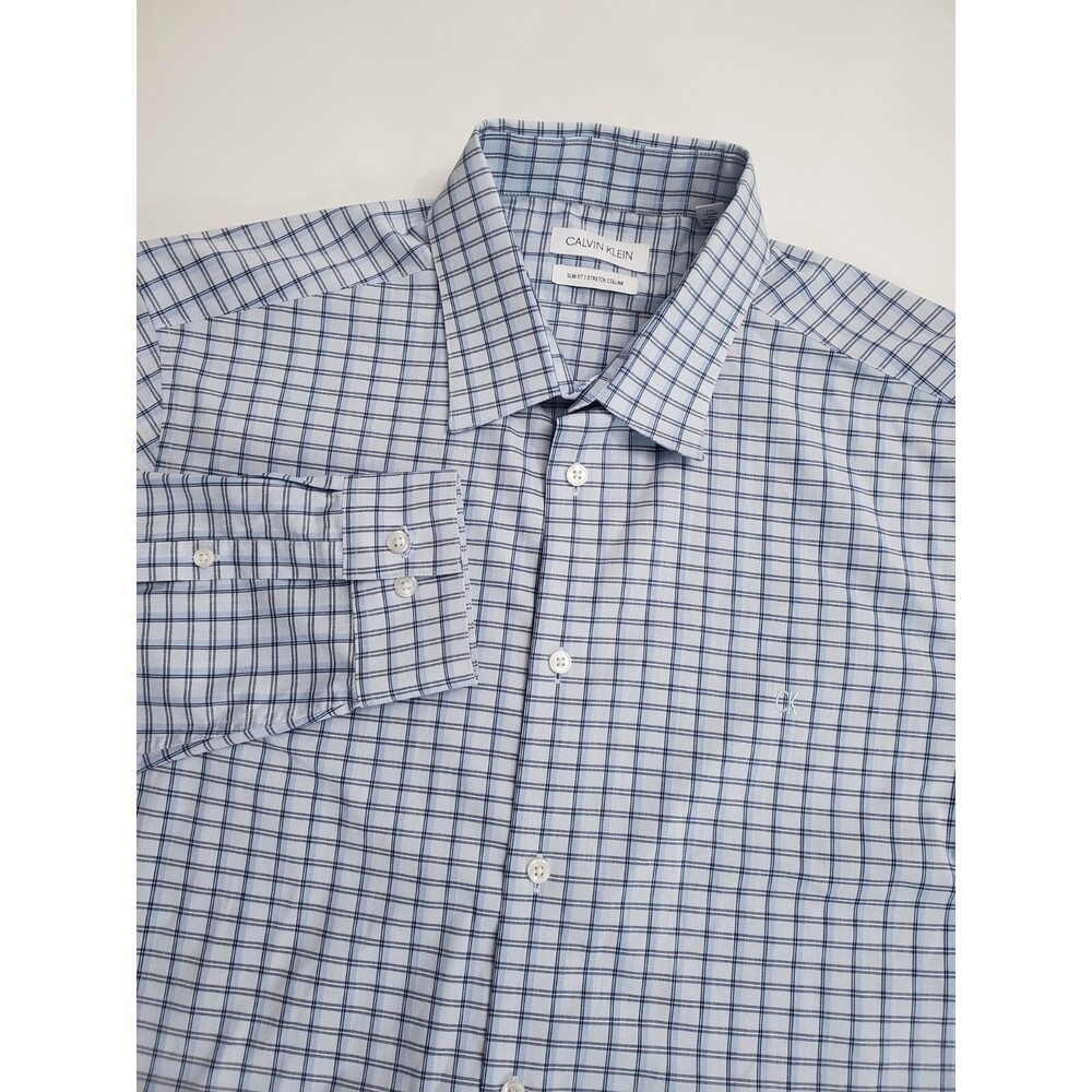 Calvin Klein Men's Long Sleeve Slim Fit Stretch Collar Shirt, 16.5 34/35